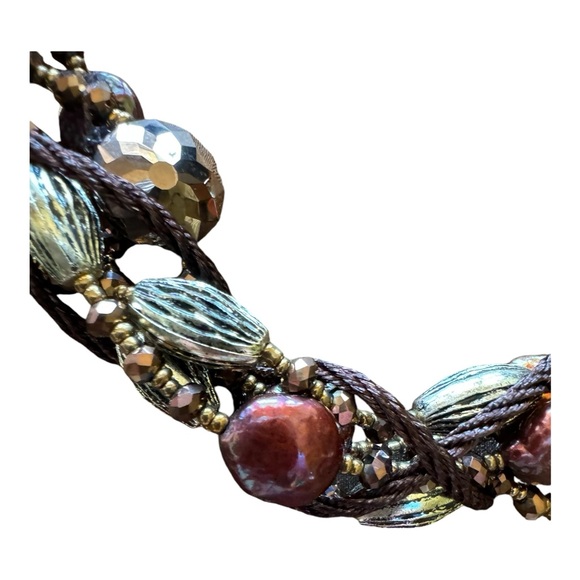 Brown coin pearl bead necklace - Picture 4 of 9